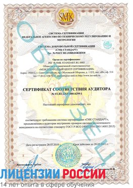 Образец сертификата соответствия аудитора №ST.RU.EXP.00014299-1 Уссурийск Сертификат ISO 14001